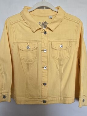 ONE WORLD LIVE & LET LIVE WOMEN JACKET CROPPED BUTTER YELLOW NWT SZ 1X
